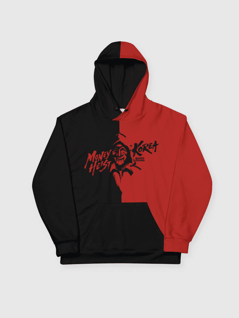 MoneyHeist KoreaxRAD StapleAOPHoodie Red Black Front