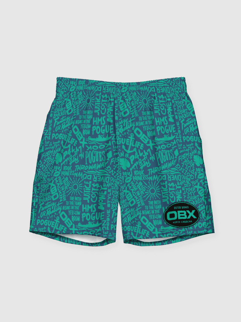 OuterBanksAll OverPrintRecycledSwimTrunks Turquoise image1