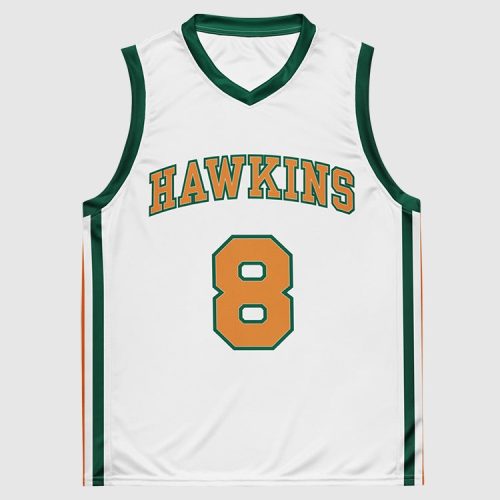 Stranger Things Green and White Basketball Jersey