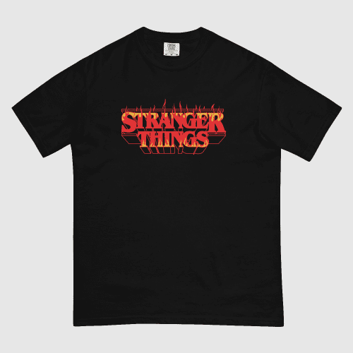 StrangerThingsHellfireGamesMen sGarment DyedHeavyweightT Shirt Black front