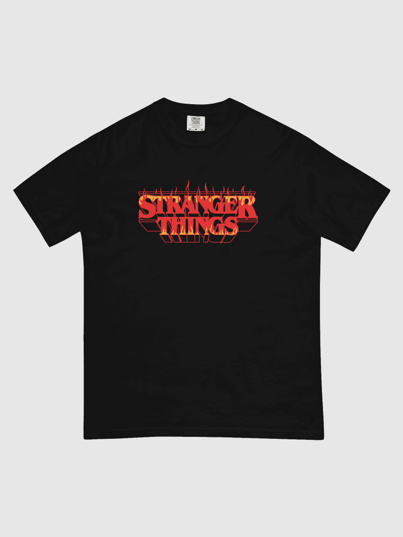 StrangerThingsHellfireGamesMen sGarment DyedHeavyweightT Shirt Black front