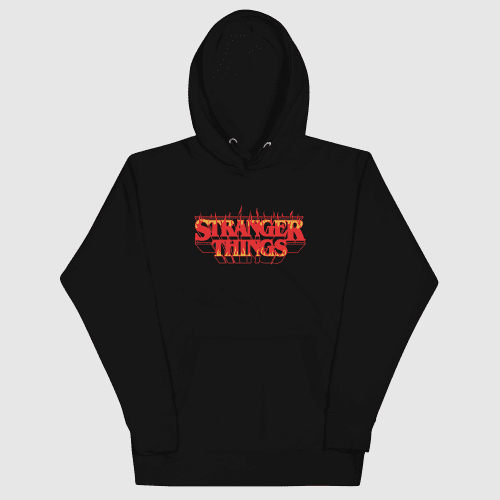 StrangerThingsHellfireUnisexHoodie Black front