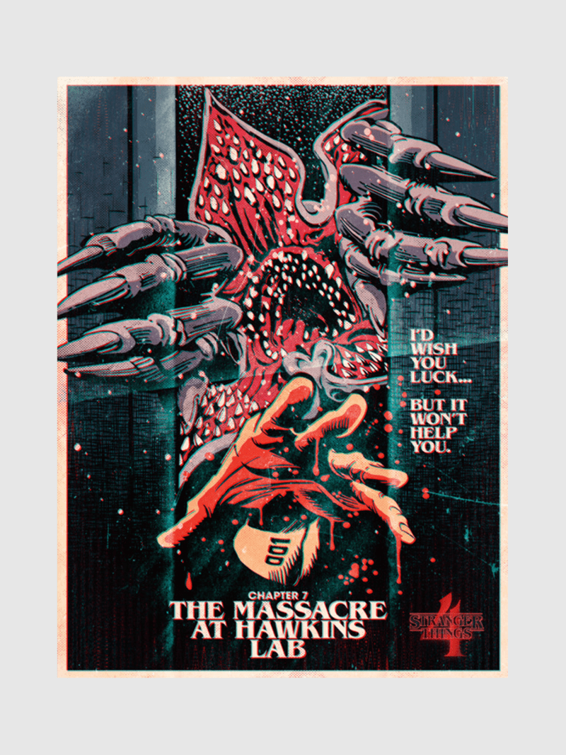 StrangerThingsTheMassacreatHawkinsLabPoster 18x24 Close