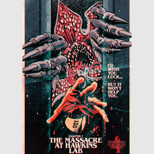 StrangerThingsTheMassacreatHawkinsLabPoster 24x36 Close