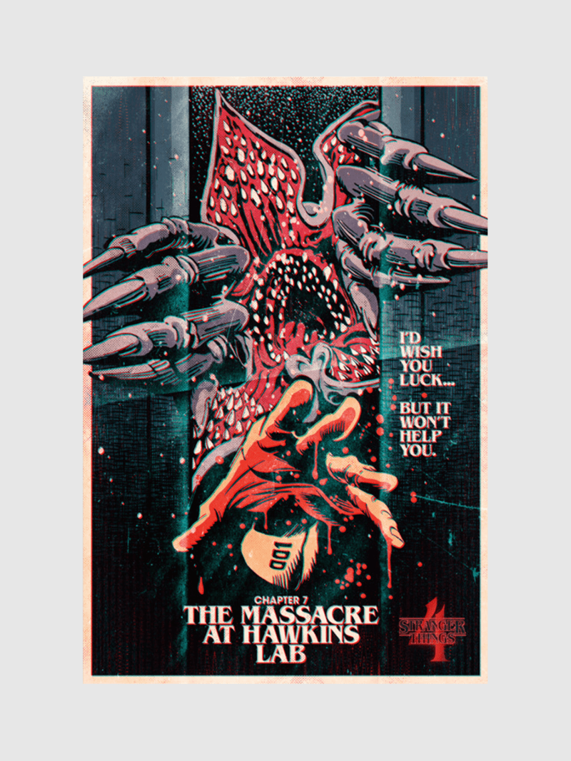 StrangerThingsTheMassacreatHawkinsLabPoster 24x36 Close