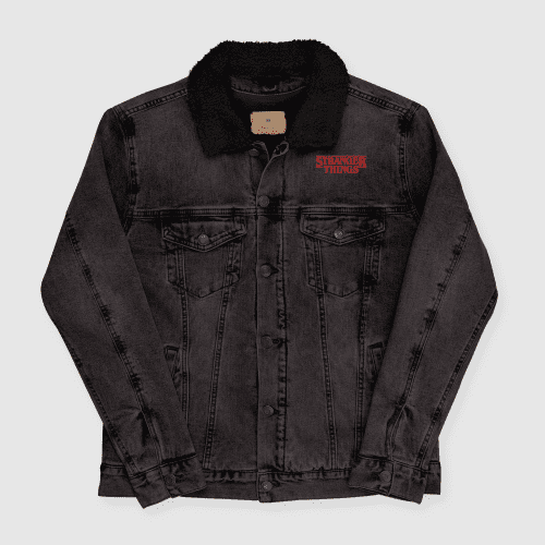 StrangerThingsWelcomeUnisexSherpaJacket BlackDenim ImageOne