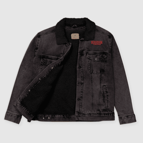 StrangerThingsWelcomeUnisexSherpaJacket BlackDenim ImageTwo