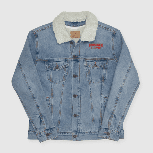 StrangerThingsWelcomeUnisexSherpaJacket LightDenim ImageOne