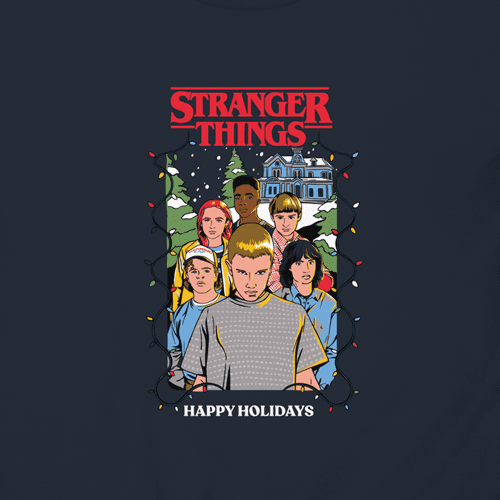 StrangerThings HappyHolidays UnisexHoodie NavyBlazer imageclose