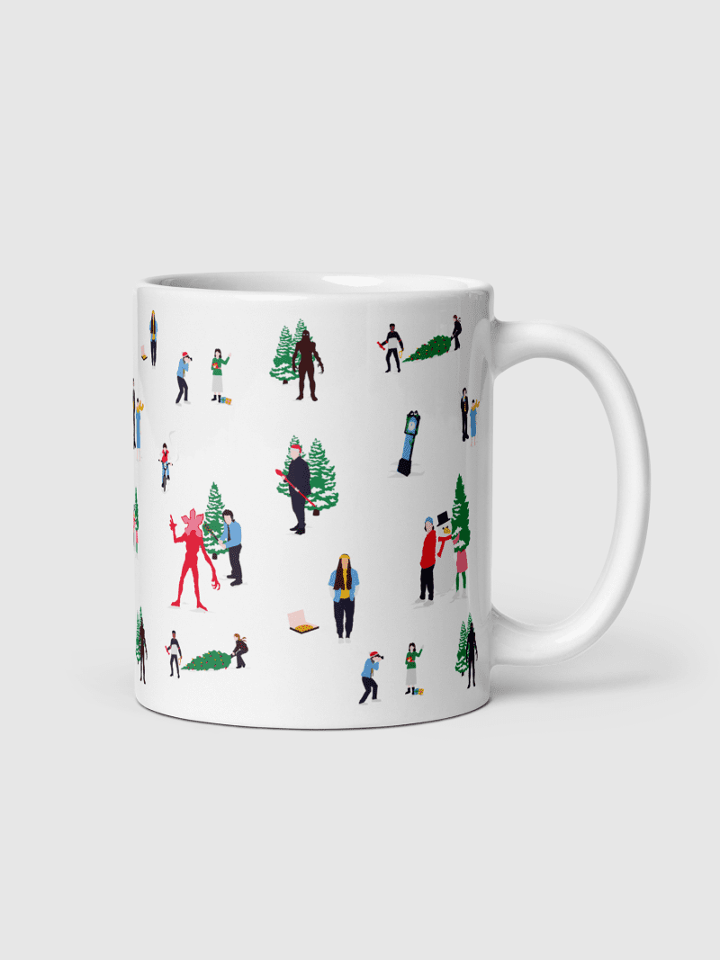 StrangerThings HappyHolidays WhiteGlossyMugimage1