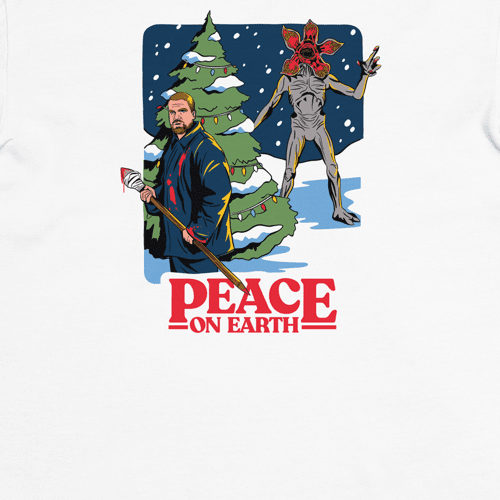 StrangerThings PeaceonEarth Tee White close