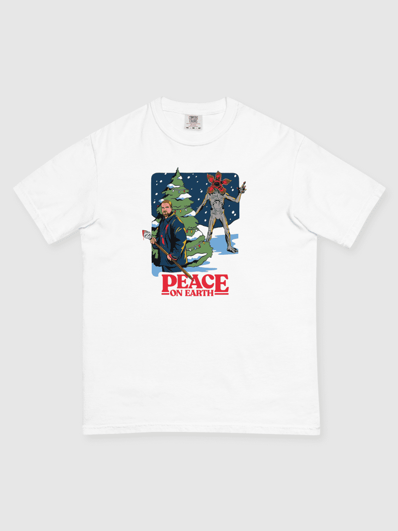 StrangerThings PeaceonEarth Tee White main