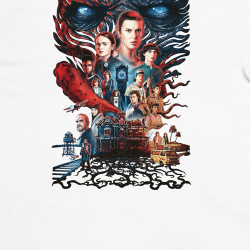 StrangerThingsxKyleLambertUnisexPremiumTee White rearclose