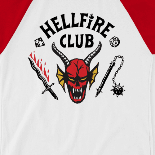 TheHellfireClubRaglanShirt White Red Close