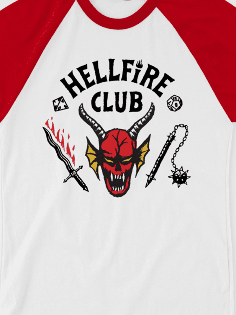 TheHellfireClubRaglanShirt White Red Close